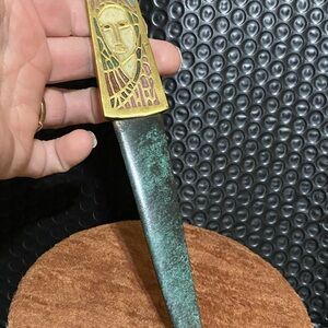 Mid Century Bronze Enamel Letter Opener Made in Israel Modernist Design